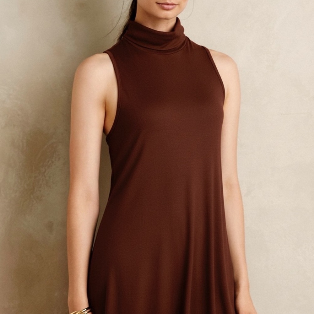Anthropologie Postmark Turtleneck Tunic Top XS Side Slits Ribbed Soft NWT‎